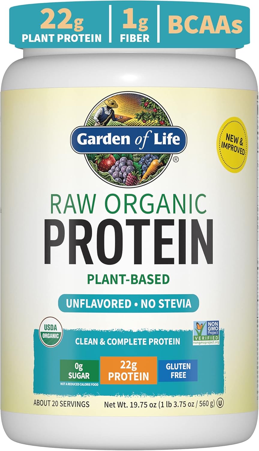 Garden of Life Organic Vegan Protein — Plant-Based Protein Powder with BCAAs, Probiotics & Enzymes, Non-GMO, Gluten-Free, Lactose-Free (1.2 lb)